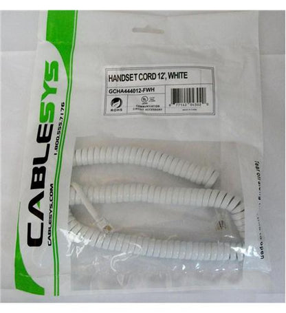 GCHA444012-FWH / 12' WHITE Handset Cord - Primary Image