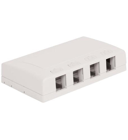SURFACE MOUNT BOX, ELITE, 4-PORT, WHITE - ICC-IC108SB4WH