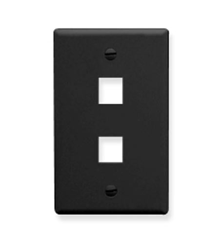 FACEPLATE, FLAT, 1-GANG, 2-PORT, BLACK - Primary Image