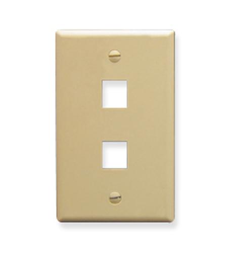 FACEPLATE, FLAT, 1-GANG, 2-PORT, IVORY - Primary Image