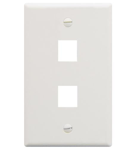 FACEPLATE, FLAT, 1-GANG, 2-PORT, WHITE - Primary Image