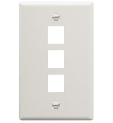 FACEPLATE, FLAT, 1-GANG, 3-PORT, WHITE - Primary Image