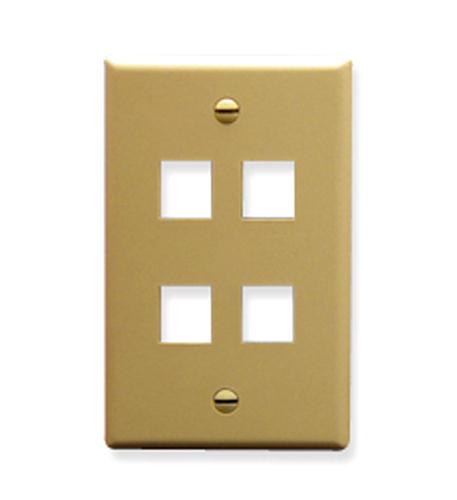 FACEPLATE, FLAT, 1-GANG, 4-PORT, IVORY - Primary Image