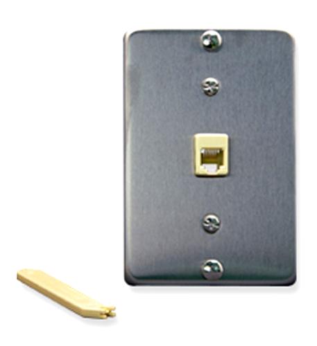 Wall Plate IDC 6P6C STAINLESS STEEL - Primary Image