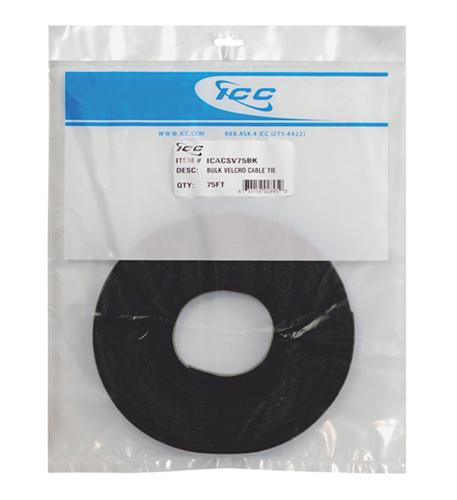 Velcro Tie Bulk 75ft - Black - ICC-ICACSV75BK